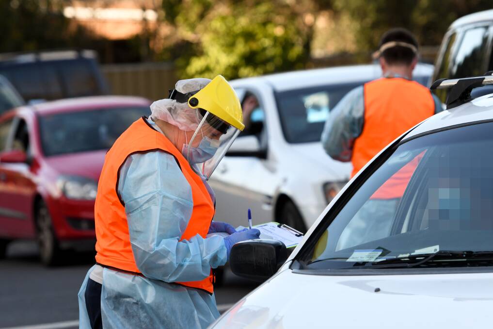 Health professionals working at Bendigo's drive-in testing centre in 2020. Picture: FILE PHOTO
