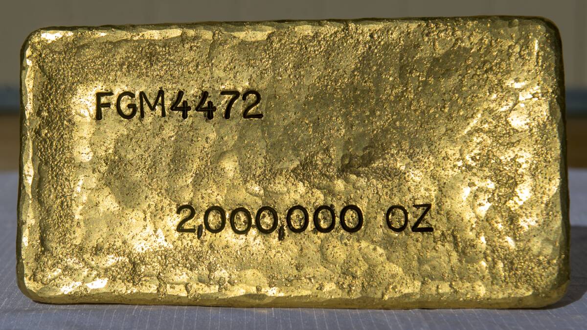 A bullion containing Fosterville's two millionth once of gold. Picture: DARREN HOWE
