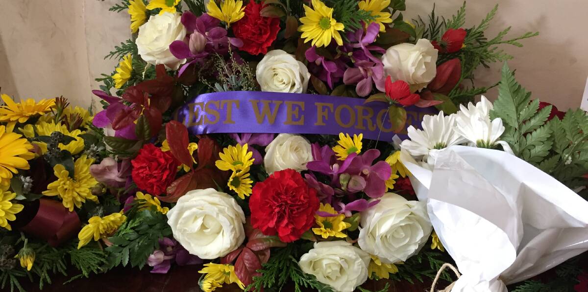 LEST WE FORGET: One of the wreaths laid at the Goornong Anzac Day commemoration service.