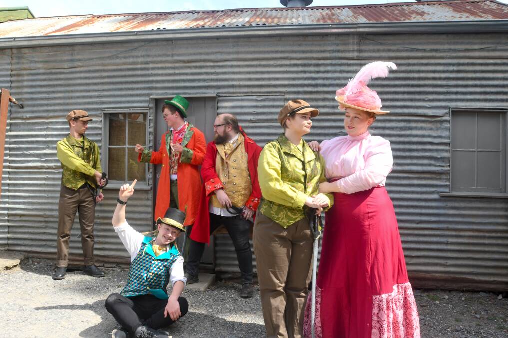 Cast members of Uncertain Curtain Theatre's Twelfth Night production prepare for opening night on Saturday at the Central Deborah Goldmine. Picture by Noni Hyett.