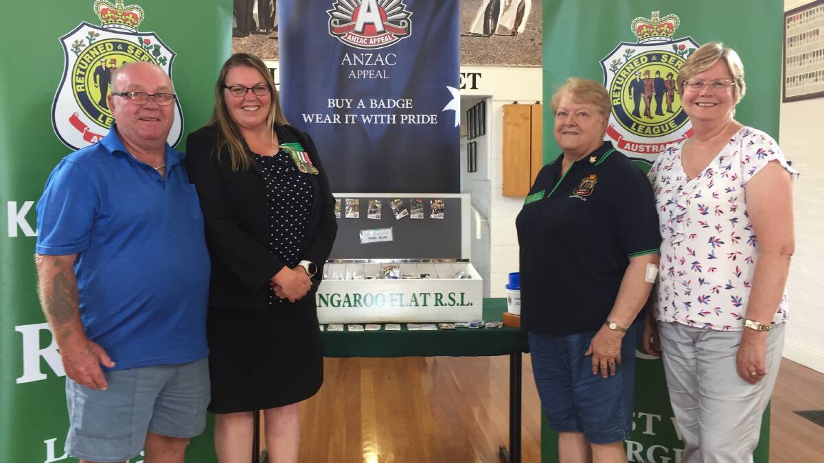 Kangaroo Flat RSL board members at the pop-up stall that will operate out of the Station Street RSL hall in the week before Anzac Day. Picture: SUPPLIED