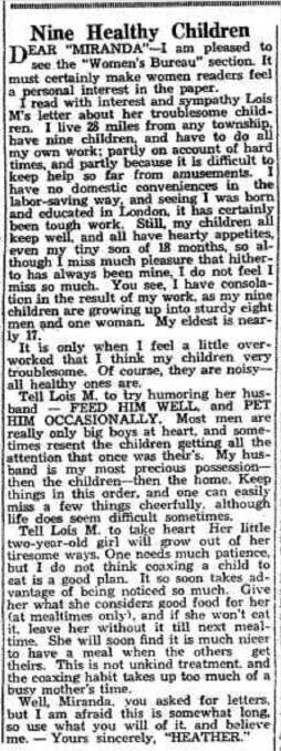 A letter 'Heather' wrote to another writer with advice, as published in the 1930s by the Weekly Times. Picture: SUPPLIED