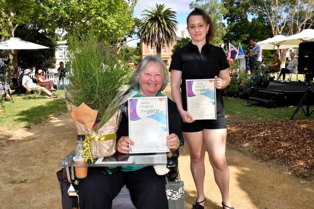 Mount Alexander Shire's senior citizen of the year Lorraine le Plastrier and young citizen of the year Jade Bujeya. Picture: NONI HYETT