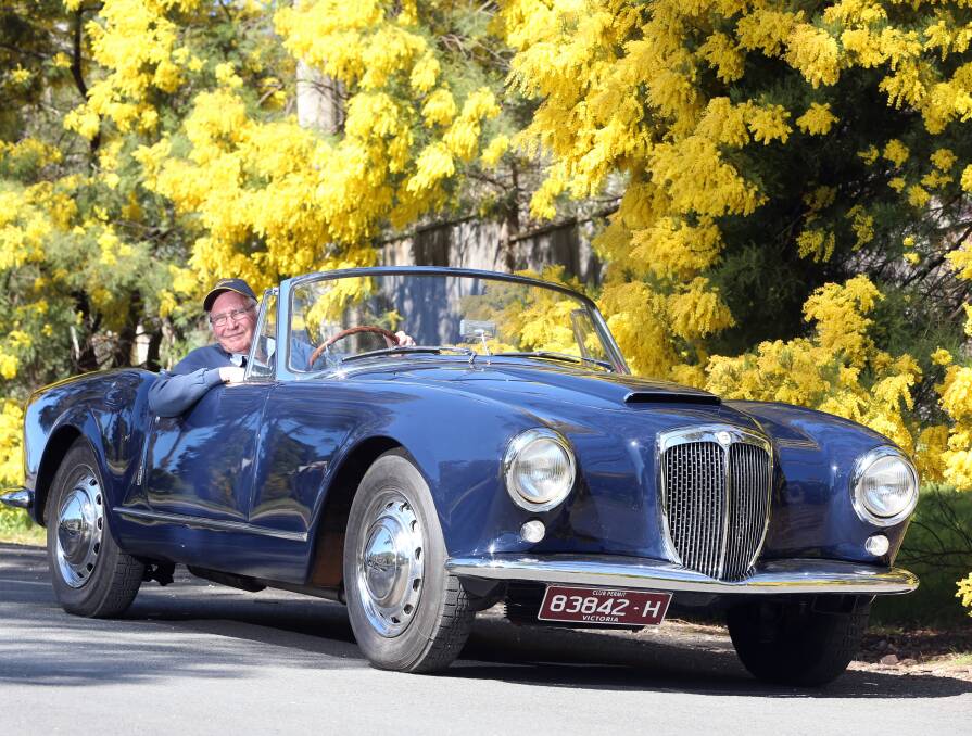 READY TO ROLL: Paul Vellacott with his 1958 Lancia Aurelia Convertible. The beloved vehicle is one of 100 taking part in a cavalcade to Bendigo next weekend to celebrate a centennial milestone. Picture: GLENN DANIELS