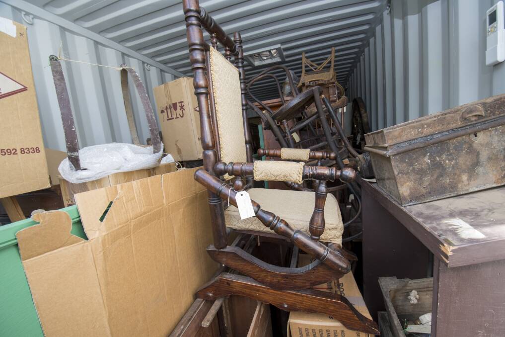 Some of Bendigo's historic artifacts are already stored in shipping containers at Nolan Street. It is not ideal, historians say. Picture: DARREN HOWE