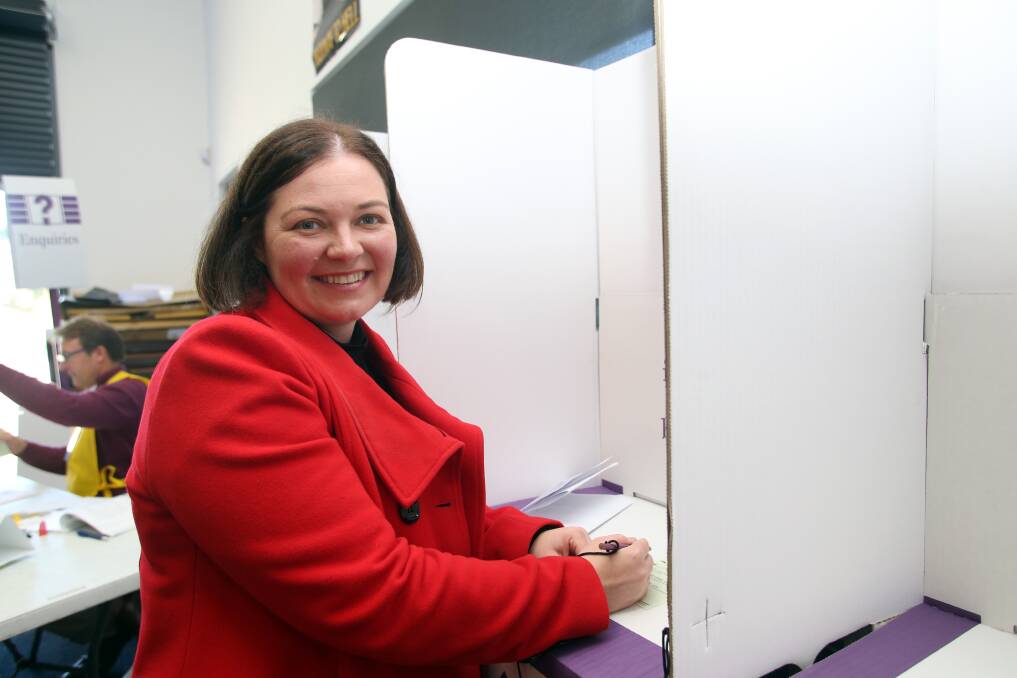 Lisa Chesters casts her vote. Picture: GLENN DANIELS