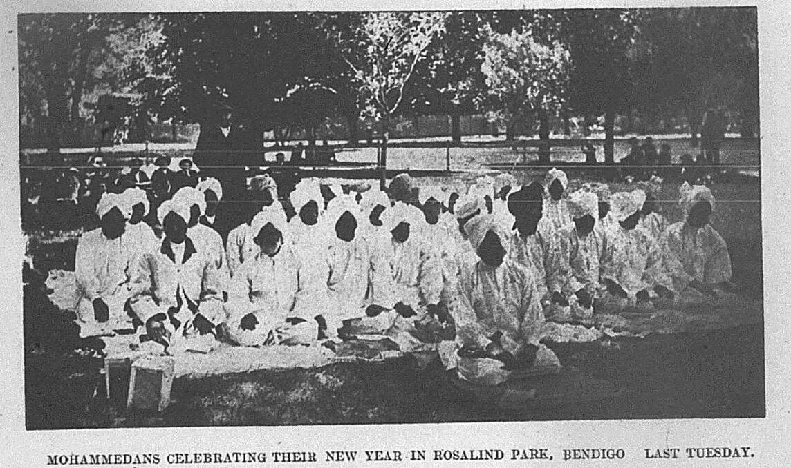 Members of Bendigo's Islamic community gathers in Rosalind Park in 1908. Picture: COURTESY OF BENDIGO REGIONAL ARCHIVES CENTRE
