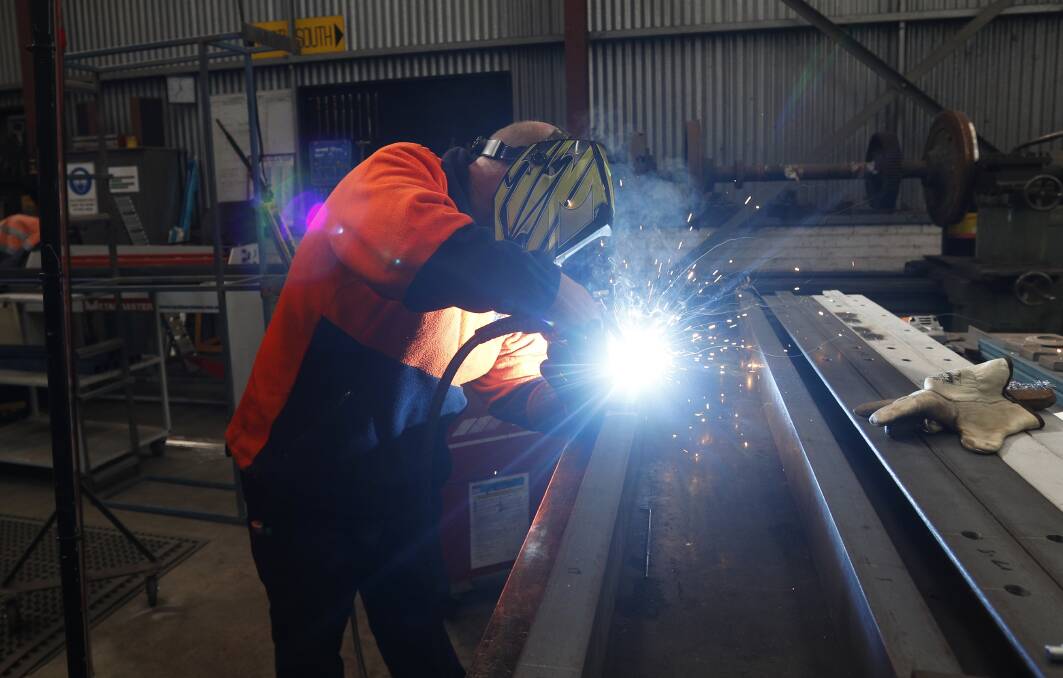 A Bendigo Tramways welder works on a project. Picture: GLENN DANIELS