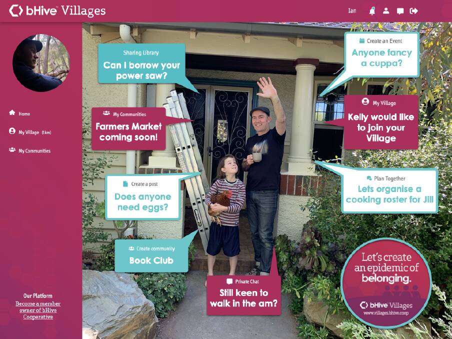 The bHive villages dashboard. Image: SUPPLIED