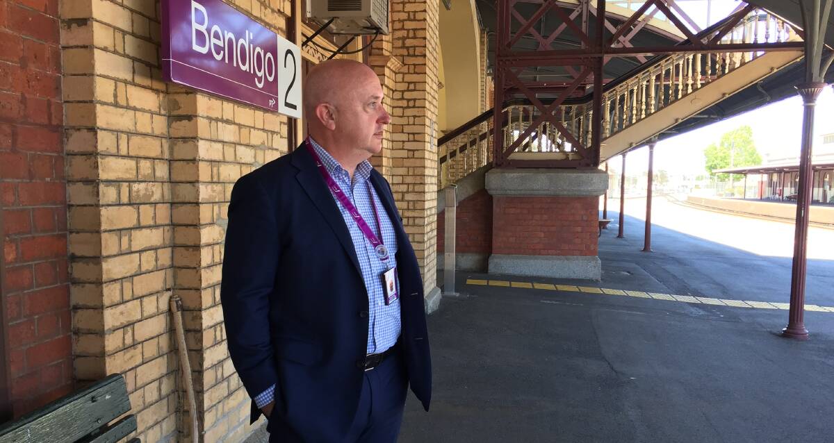 STRIKE LOOMS: V/Line CEO James Pinder at the Bendigo train station, where staff intend to strike on Wednesday. Picture: TOM O'CALLAGHAN