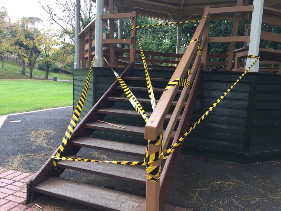 The vandalised stairs. Picture: TOM O'CALLAGHAN