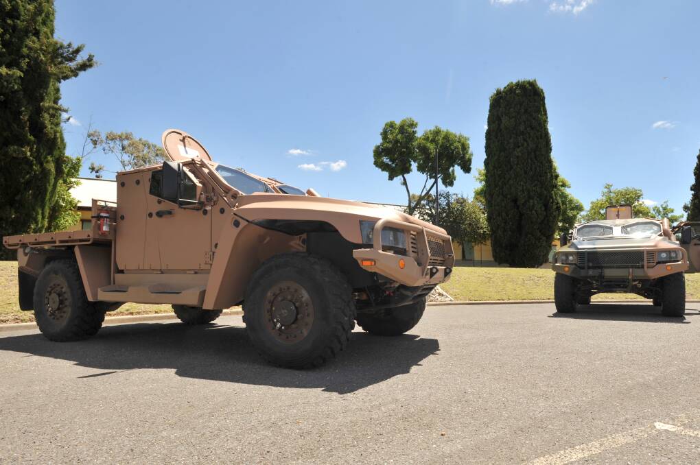 Early versions of the Hawkei vehicles at Thales' Bendigo factory. Picture: MATT KIMPTON
