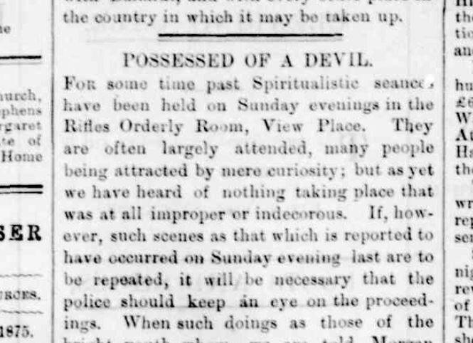 An 1875 editorial in the Bendigo Advertiser criticising the 'blasphemous and indecent' conduct of a person at a hall in View Street. Picture: Courtesy of TROVE