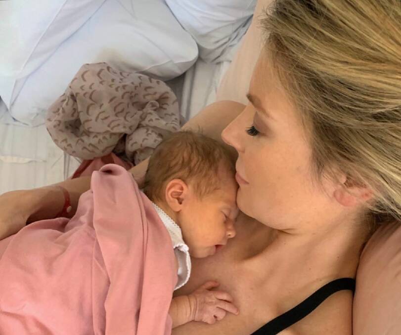 Dream come true: Former Miss Universe, Holmesville-raised Jennifer Hawkins, has welcomed her first baby with husband, Jake Wall. Picture: Instagram