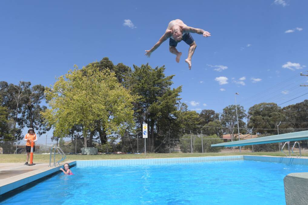 Keeping it local: Andrew Bramley at the Brennan Park Public Pool.  Picture: NONI HYETT