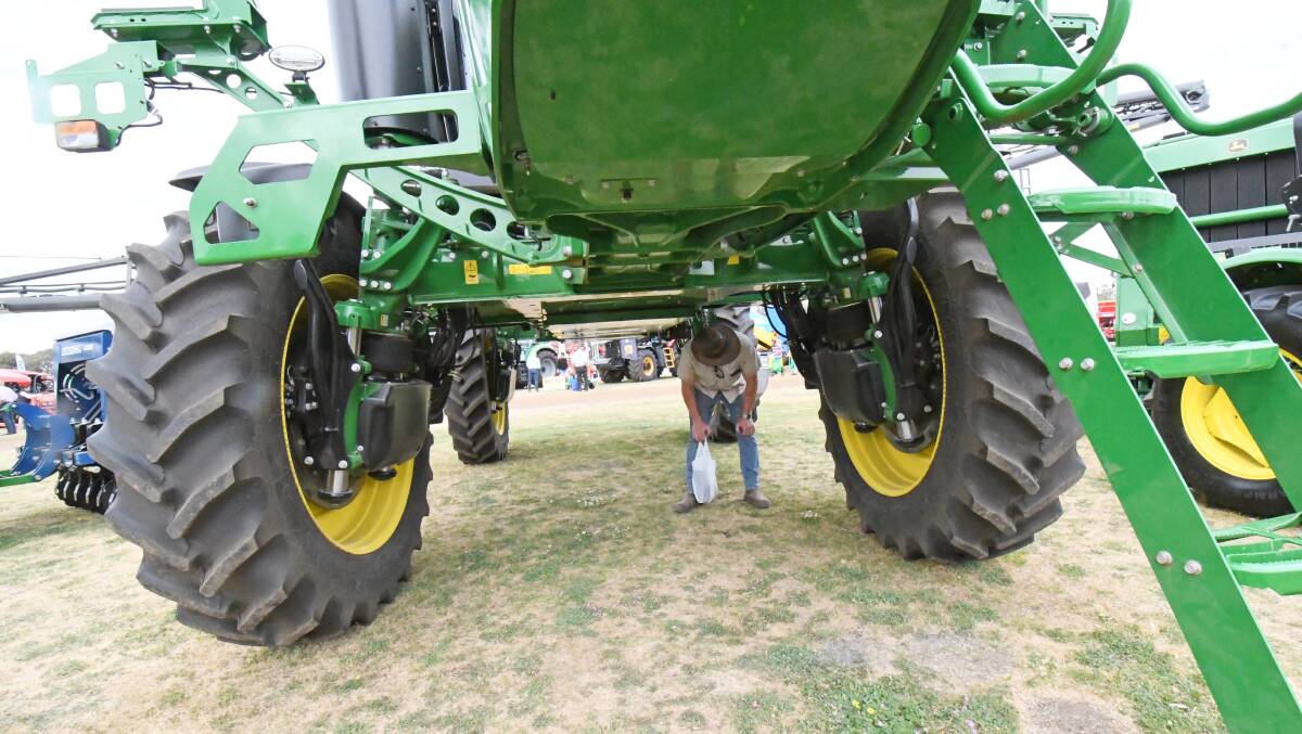 New kit: Farmers checked out the machinery at Elmore Field Days, but not all were able to afford it this year. Picture: Darren Howe