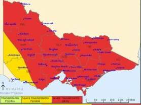 Severe storm forecast for central Victoria – thunder, winds, large hail