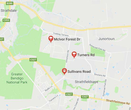 New pathway: The $320,000 works will open up access to Bendigo National Park from McIvor Forest Drive, Turners Road and Sullivan's Road. Image: Google Maps