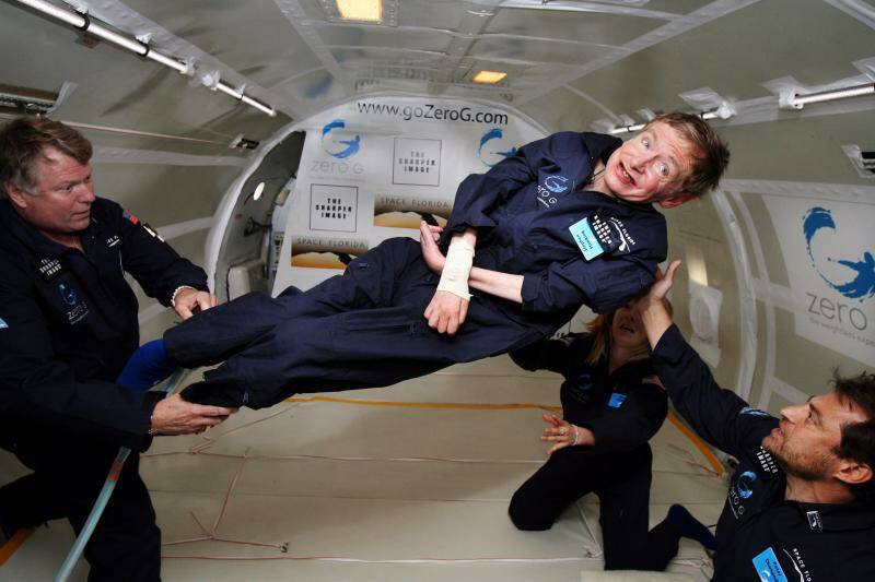 Leading the way in STEM: Stephen Hawking floats on a zero-gravity jet in 2007. Photo: AP Photo/Zero Gravity Corp