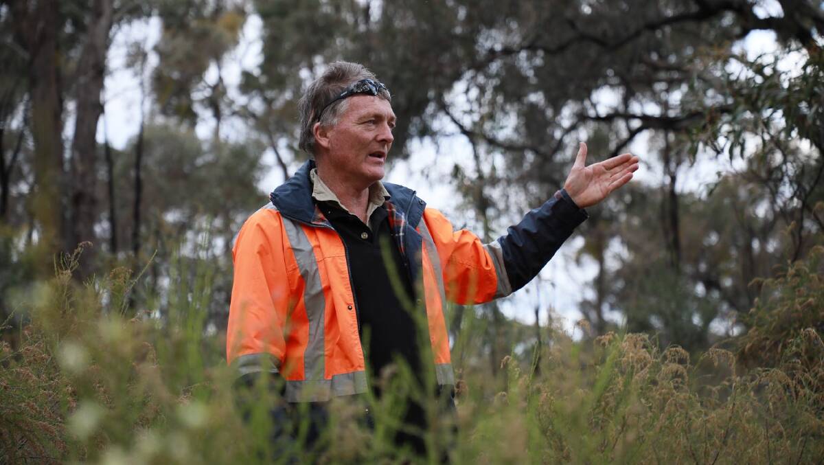 Mark Toohey started digging small ponds along the Bendigo Creek catchment to try to keep the creek bed moist and alive. Picture by Gwen Liu