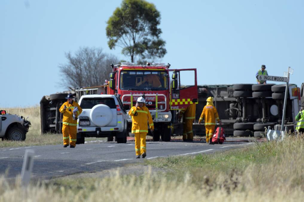 Emergency services have been called to two crashes involving trucks this week, including one near Bridgewater on Monday. Picture: GLENN DANIELS