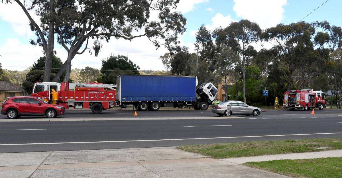 A truck was grounded in Kangaroo Flat on Friday after smoke was seen coming from the vehicle. Picture: NONI HYETT