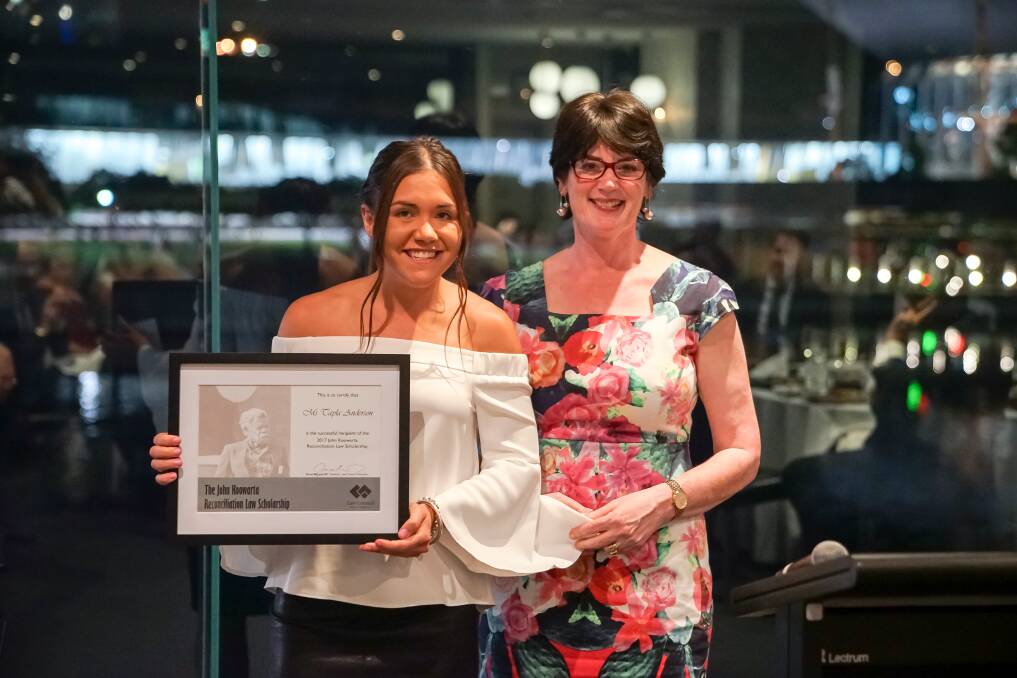 ACHIEVEMENT: Bendigo university student and Swan Hill resident Tayla Anderson with Law Council of Australia president Fiona McLeod SC. Picture: SUPPLIED