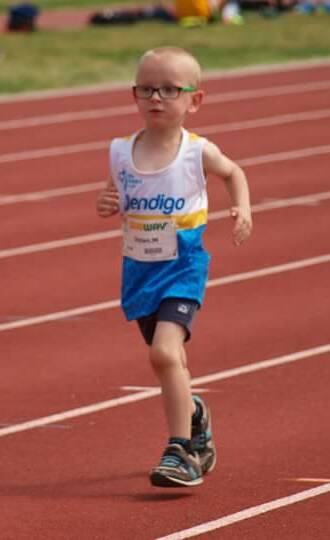 Dylan loves running, shot put and discus at Bendigo Little Athletics. Picture: SUPPLIED
