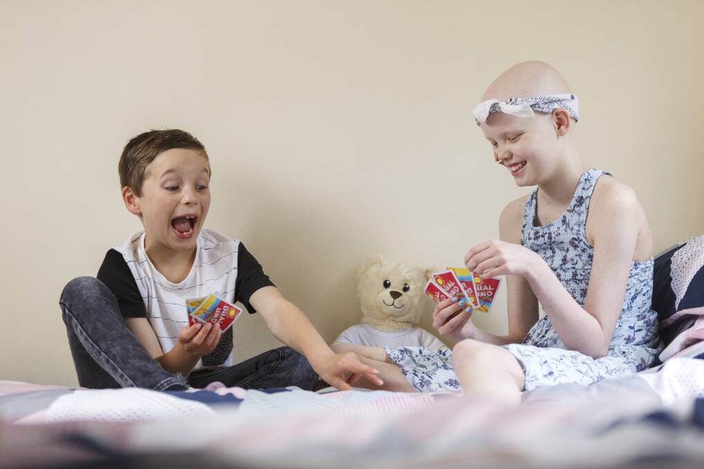 BEST FRIENDS: Shay Wignall with her brother Jayd at Ronald McDonald House with the By Your Side Bear. Picture: SUPPLIED