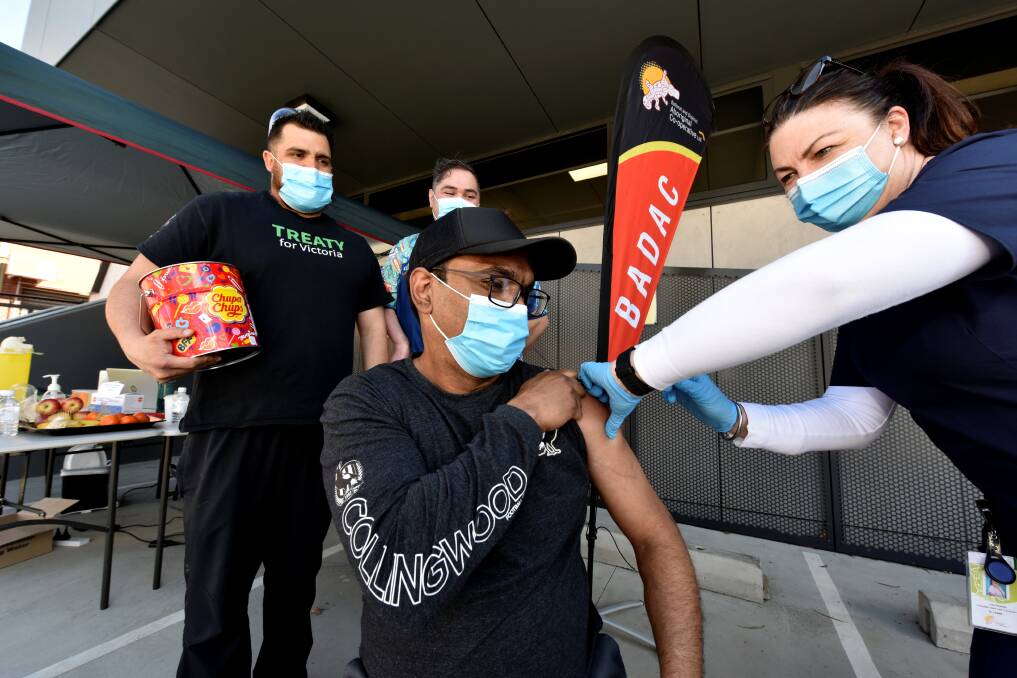 ROLL UP: Ballarat and District Aboriginal Cooperative get jabbing 100 community members in a super vaccine blitz on Thursday. Picture: Jeremy Bannister