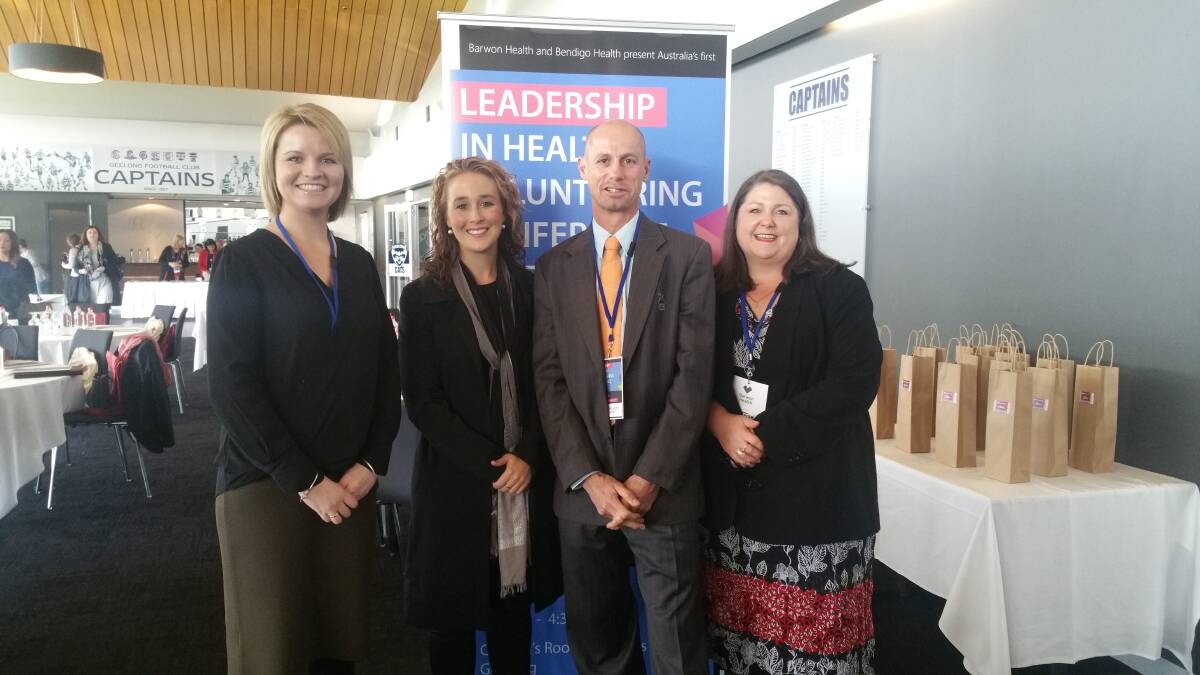 LEADING THE WAY: Director of volunteer services for Barwon Health Zoe Waters, Parliamentary secretary for carers and volunteers 
Gabrielle Williams, Olympian marathon runner Steve Moneghetti and manager of Bendigo Health volunteer services Sharon Walsh.