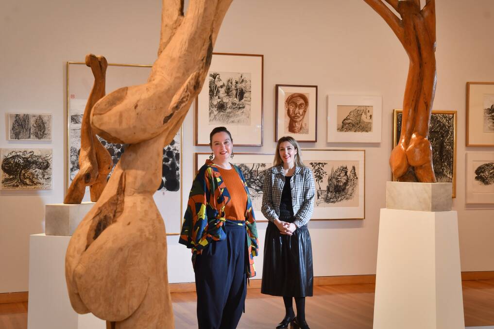 CREATIVE: Brett Whiteley: Drawing is Everything will be shown at the Bendigo Art Gallery. Pictured is curatorial manager Lauren Ellis and director Jessica Bridgfoot. Picture: NONI HYETT