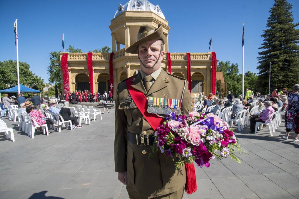 Ryan Young at the 2018 Remembrance Day service in Bendigo. Picture: DARREN HOWE