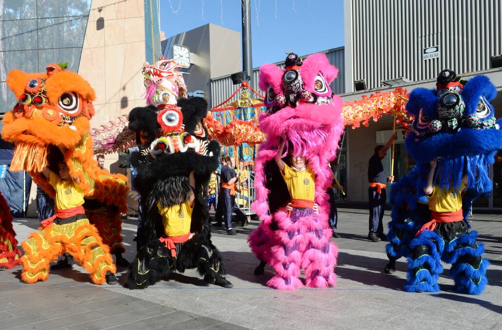 The Central Victorian Lion Team perform in Hargreaves Mall. Picture: DARREN HOWE