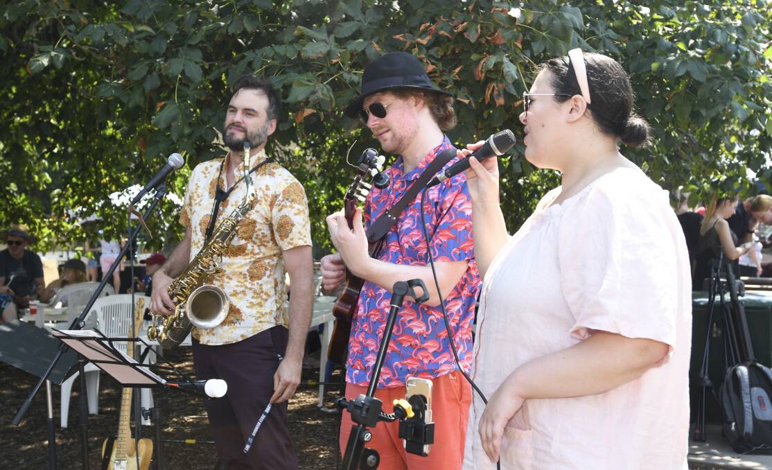 MARKET ENTERTAINMENT: Musicians show off their talents at a local market. Picture: NONI HYETT