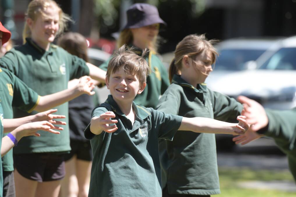 Students take part in activites for World Mental Health Day. Picture: NONI HYETT
