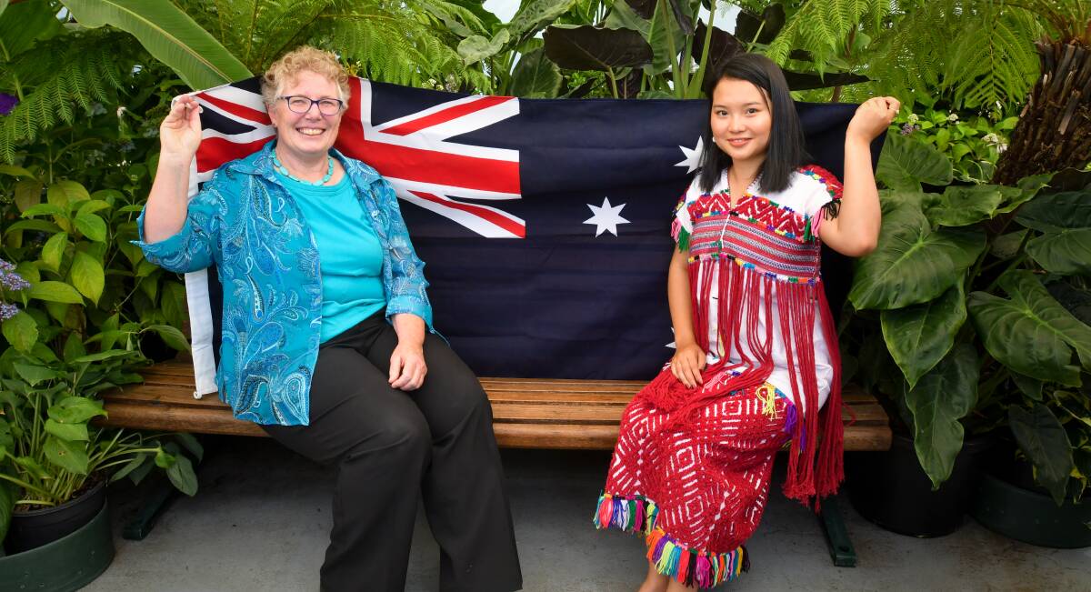 CELEBRATING AUSTRALIA: Bendigo Citizen and Young Citizen of the Year 2021, Cathie Steele and Ma Aye Paw. Picture: NONI HYETT