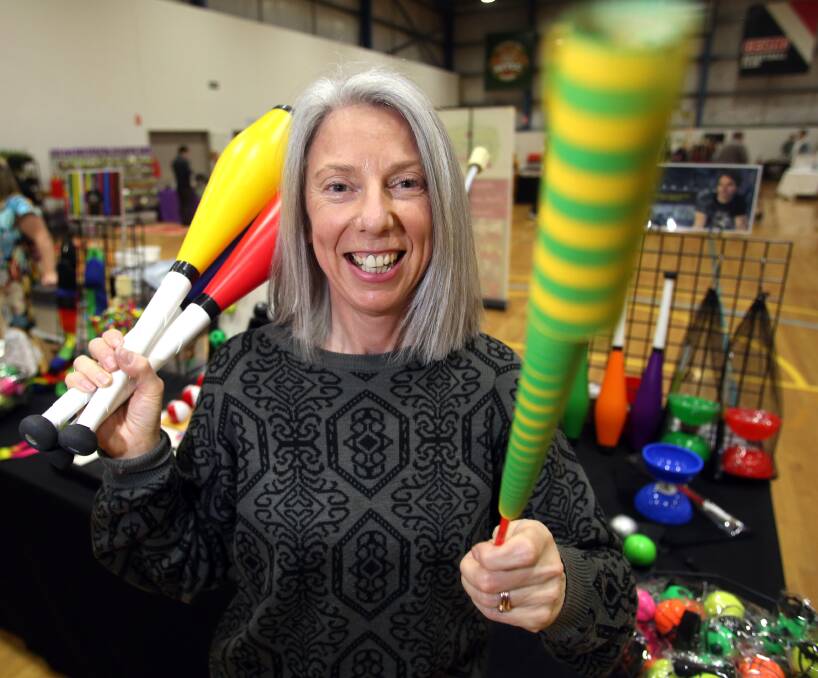 MARKET FUN: Fiona Stone from Balls for your mind. Picture: GLENN DANIELS