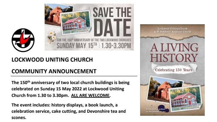 EVENT: The Lockwood Uniting Church 150th Anniversary takes place this weekend. Picture: SUPPLIED