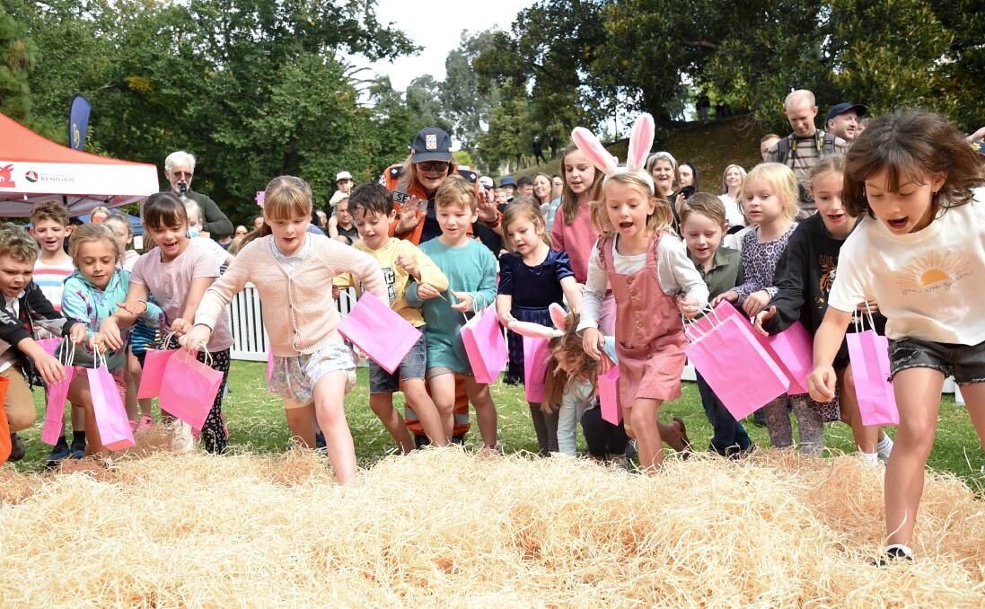 Children enjoy the Vision Australia Easter Egg Hunt in 2022. Picture by Noni Hyett