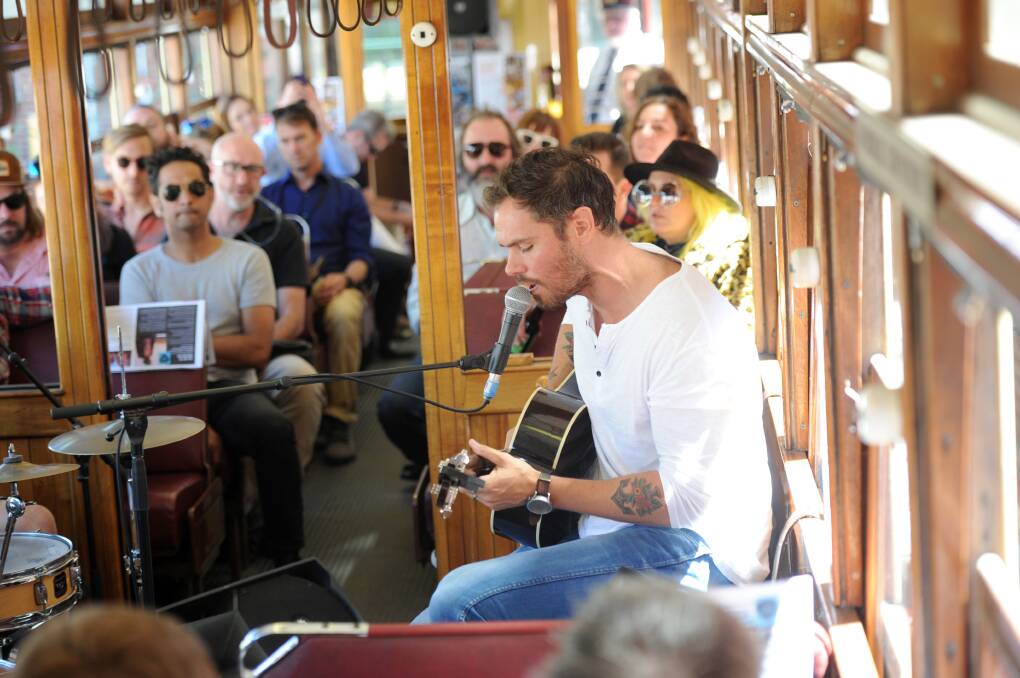 BLUES AND ROOTS: Bendigo Blues Tram with Benny Walker performing. Picture: NONI HYETT 
