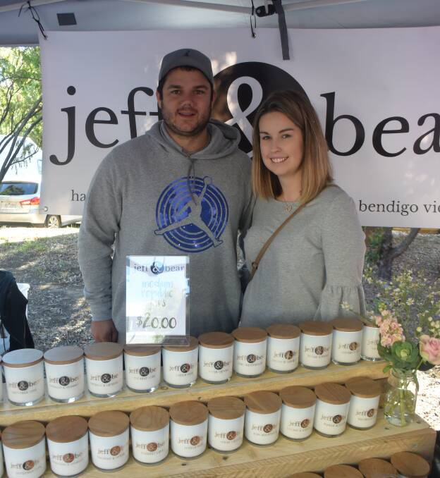 MARKET: Jarrod Quirk and Jess Featherstone, selling at the Rotary art and craft market in 2017. Picture: NATALIE CROXON