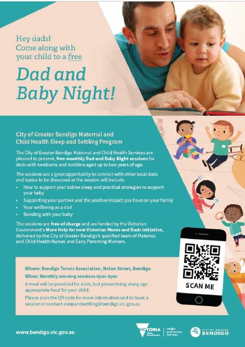 HELPFUL: These sessions covers sleep/settling support, the positive impacts dads have on their family, wellbeing and bonding with baby. Picture: SUPPLIED