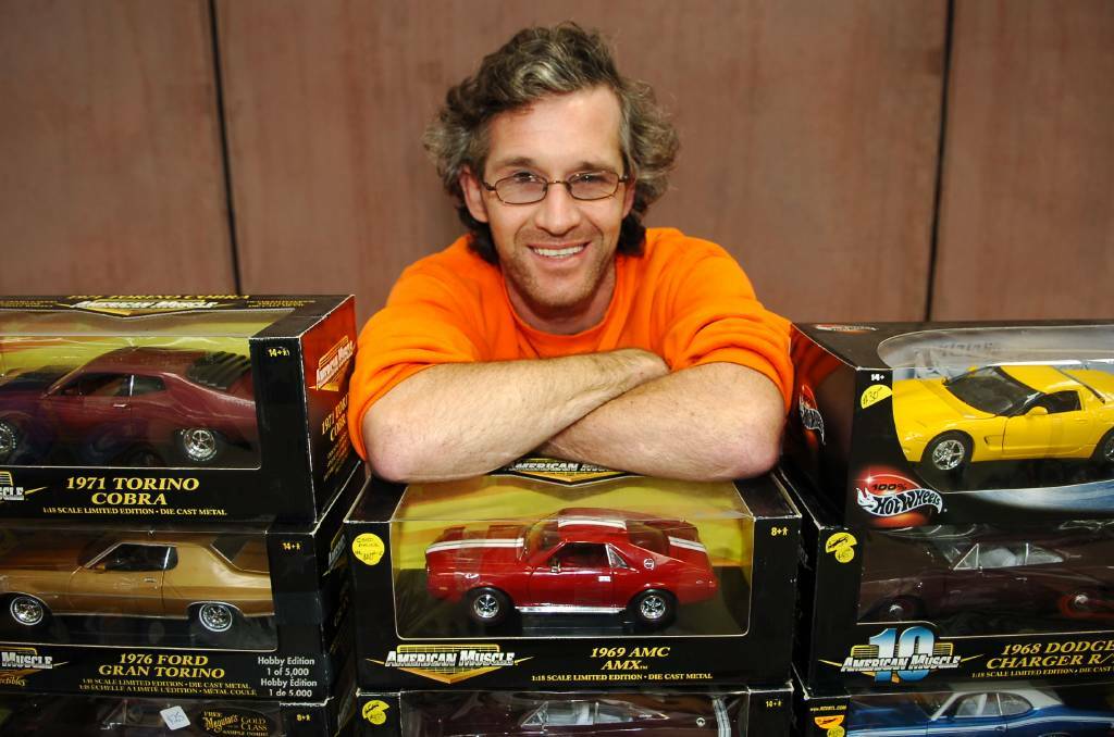 MODEL CARS: 2005: Anthony Game from Melbourne with his model cars at the Bendigo swap meet. Picture: BENDIGO ADVERTISER.