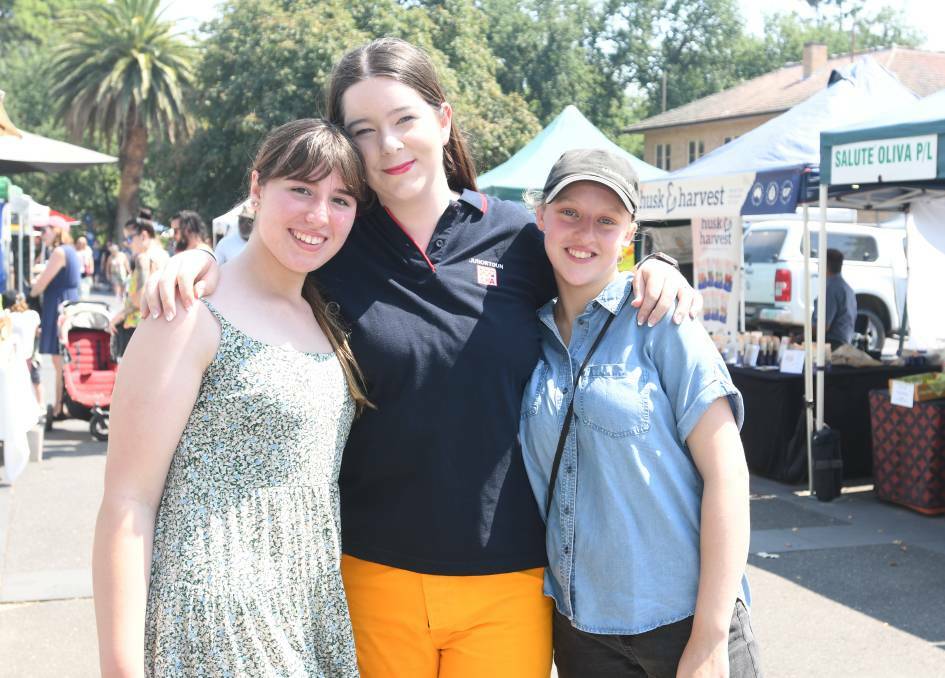 MARKET FUN:Lucy Kitching, Sarah Mildren and Erin Collins attended a local market in early 2020. Picture: NONI HYETT 