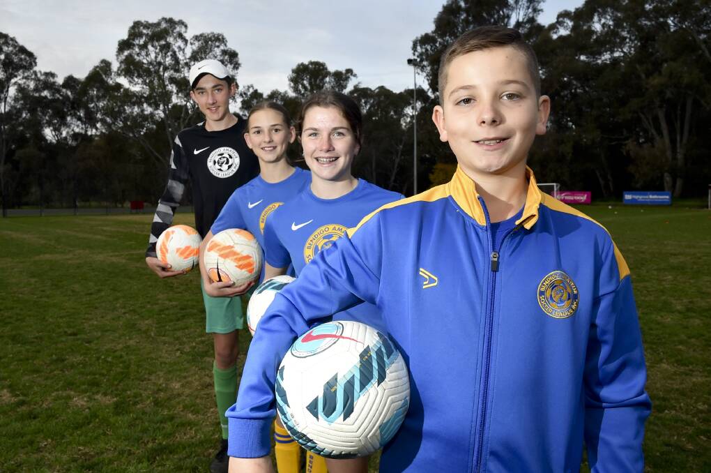 BASL Junior Representatives ahead of the Country Championships in Geelong in June with Rubi Phillips, Seb Barnett, Steph Mayes and Ethan McKinnon. Picture: Noni Hyett. 