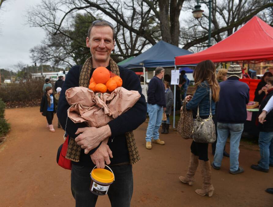 FRESH PRODUCE: Andrius Lisys at the Castlemaine Farmers Market Picture: BRENDAN McCARTHY. 