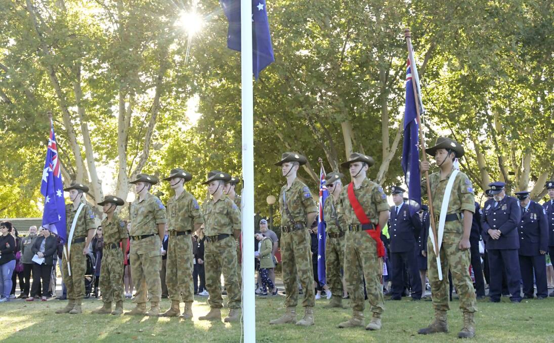 SOLDIERS: Anzac Day 2019 morning service in Eaglehawk. Picture: NONI HYETT