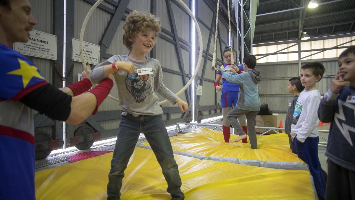 Children take part on the Good Guys Super Hero Academy circus workshop. Picture: LUIS ASCUI
