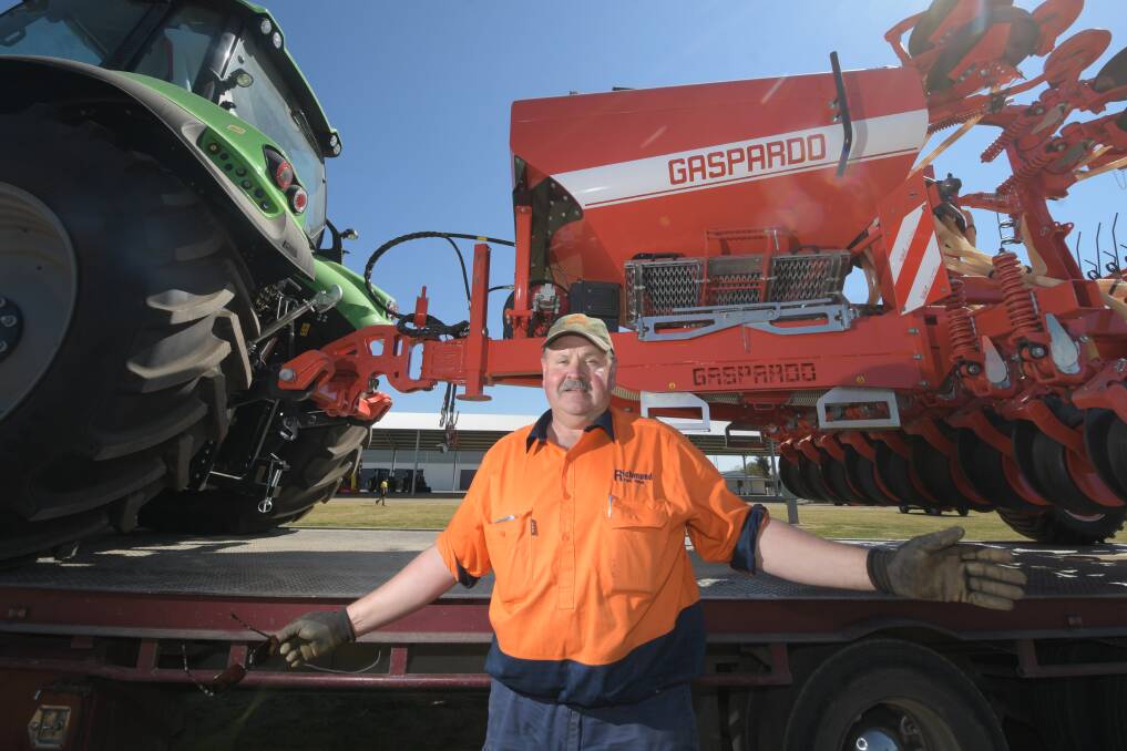 Elmore Field Day Promo. Jack Richmond setting up some farming equippment from Grogan Machinery Epsom. Picture: NONI HYETT